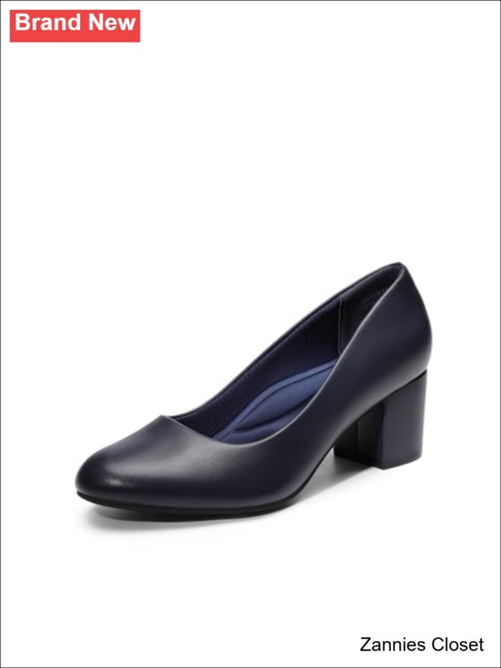 ✨DREAM PAIRS Women's Block Heel Pumps Square Toe Faux Leather Dress Shoes